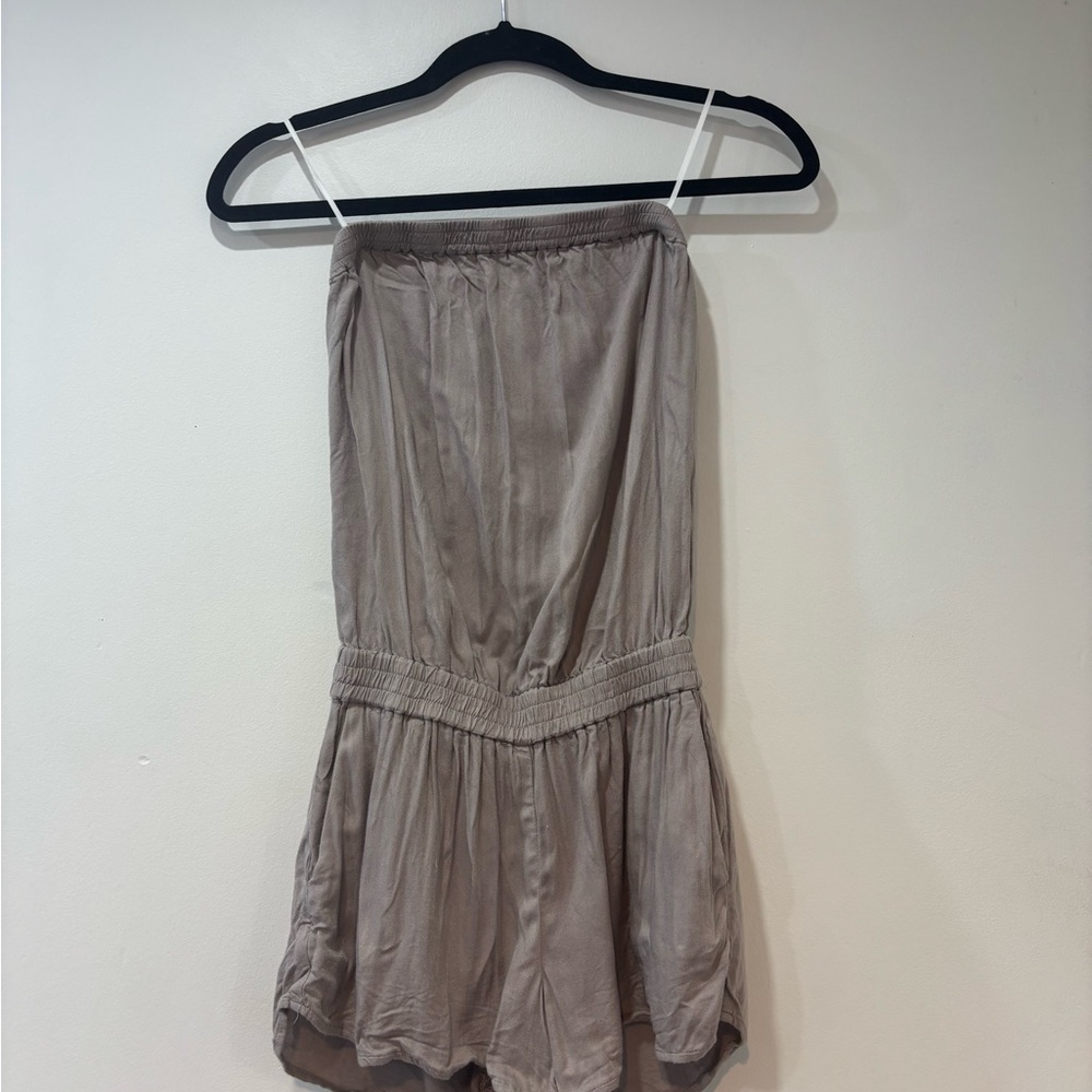 Sunday Best Strapless Gray Romper